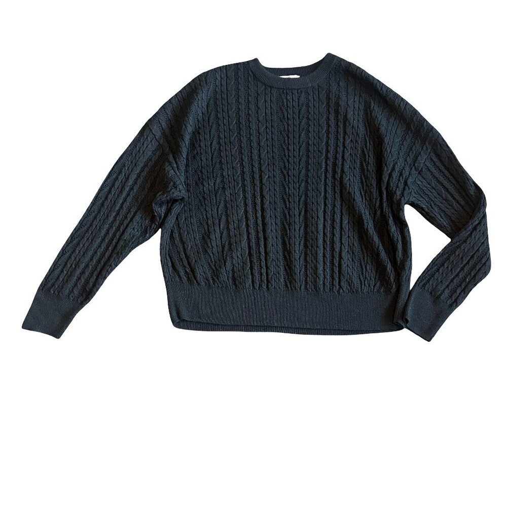 Como Vintage Black Classic Stretchy Pullover Sweater Crew Neck Size Medium Women